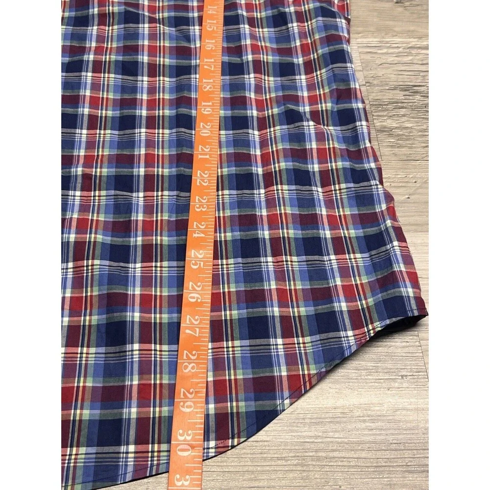 Polo Ralph Lauren Button Down Shirt Sz L Classic Red Blue Plaid Americana Preppy